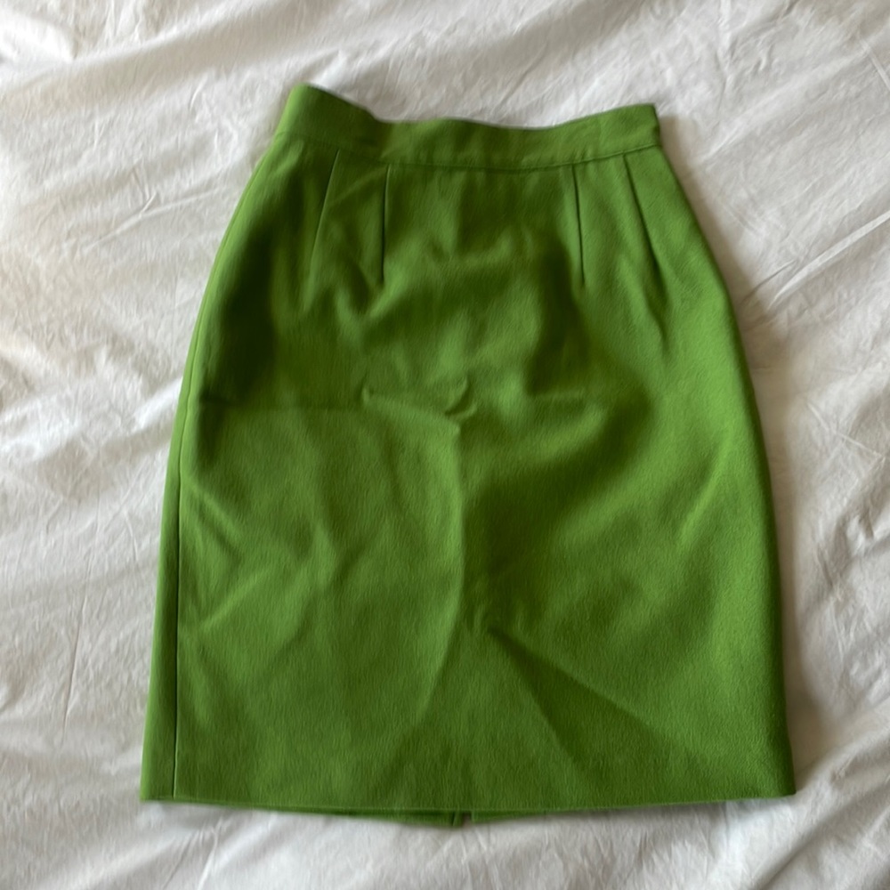 Vintage green wool mini skirt / pencil, a-line